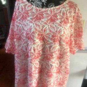 NEW Beautiful coral/white top 2X